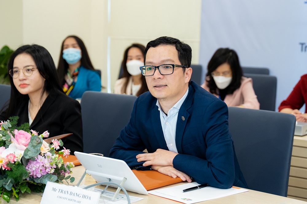 Anh Trần Đăng Hòa - Phó Tổng giám đốc FPT Software phát biểu tại lễ ký kết hợp tác.