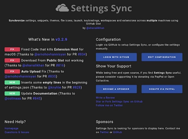 Extension Setting Sync