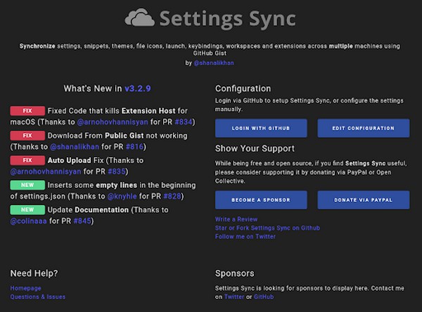 Extension Setting Sync