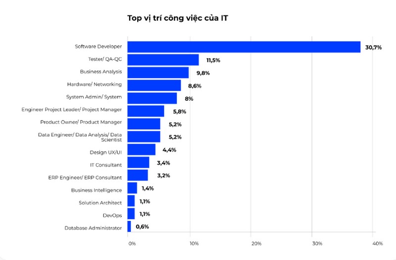 Top vị trí công việc IT theo khảo sát VietnamWork inTech