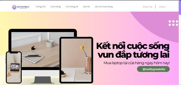 Giao diện chính của trang web Octotech