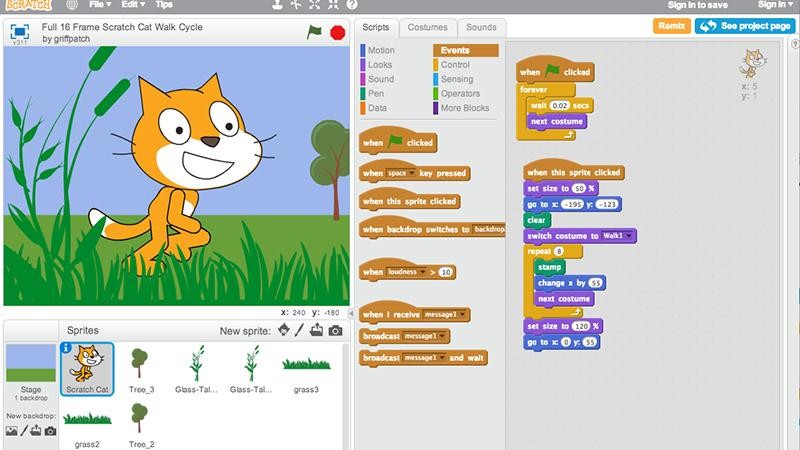 Scratch trực tuyến dễ sử dụng bởi giao diện rất thân thiện