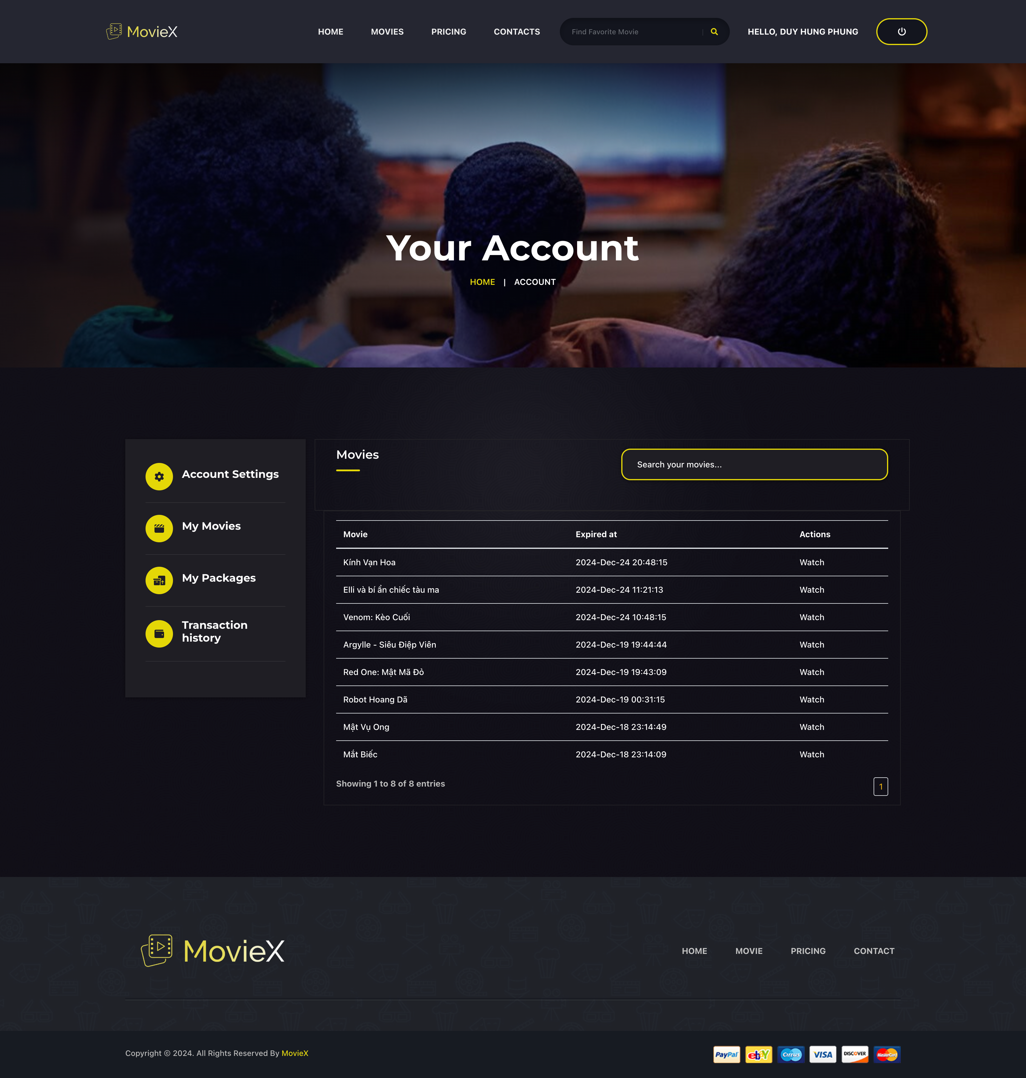 User infor web Moviex