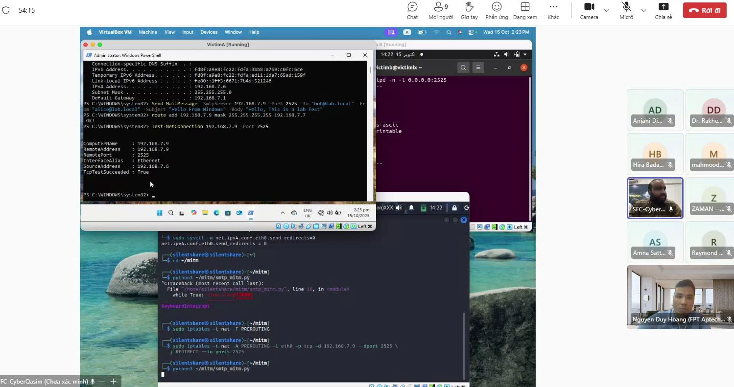 Phần demo mô phỏng tấn công bảo mật từ dự án CipherGuard