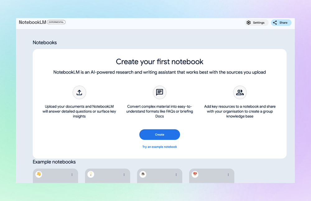 Ảnh minh họa giao diện bước tạo notebook mới