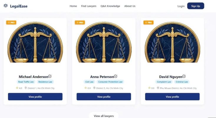 Đồ án eProject 1 tại FPT Aptech: Sinh viên phát triển nền tảng kết nối pháp lý trực tuyến LegalEase