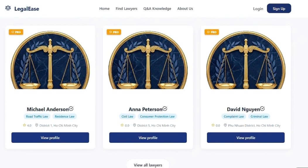 Đồ án eProject 1 tại FPT Aptech: Sinh viên phát triển nền tảng kết nối pháp lý trực tuyến LegalEase